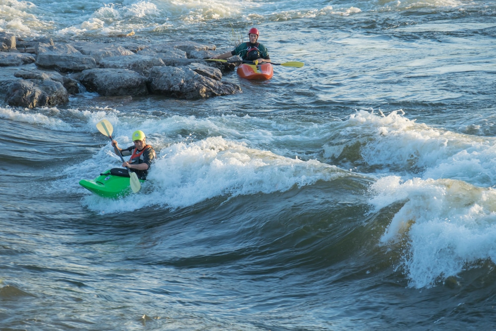 Enjoy kayaking on Brennan's Wave in Downtown Missoula