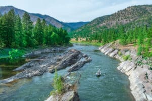 The stunning river flowing through the Alberton Gorge in Missoula