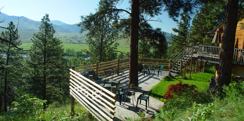 The deck at our Bed and Breakfast Near Missoula, and close to all the top things to do in Missoula, Montana