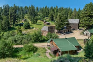 Overview of the abandoned Garnet Ghost Town in Montana